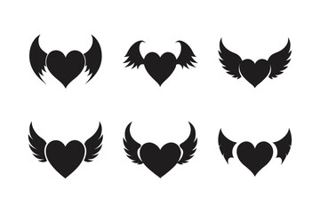 heart wings vector art silhouette