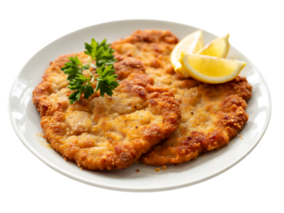 Isolated Wiener Schnitzel Dish