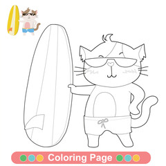 Summer coloring page for children. Color worksheet activity. Education about color. Education for preschool.