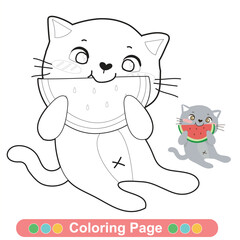 Summer coloring page for children. Color worksheet activity. Education about color. Education for preschool.