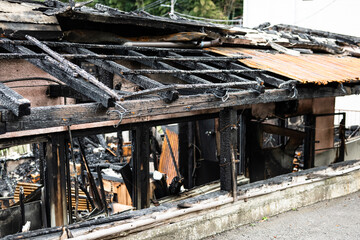 火事　廃墟　火災現場