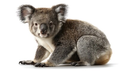 Obraz premium Lone koala on clean white backdrop 