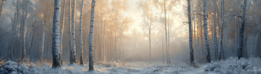  dreamy silver birch forest with soft light,