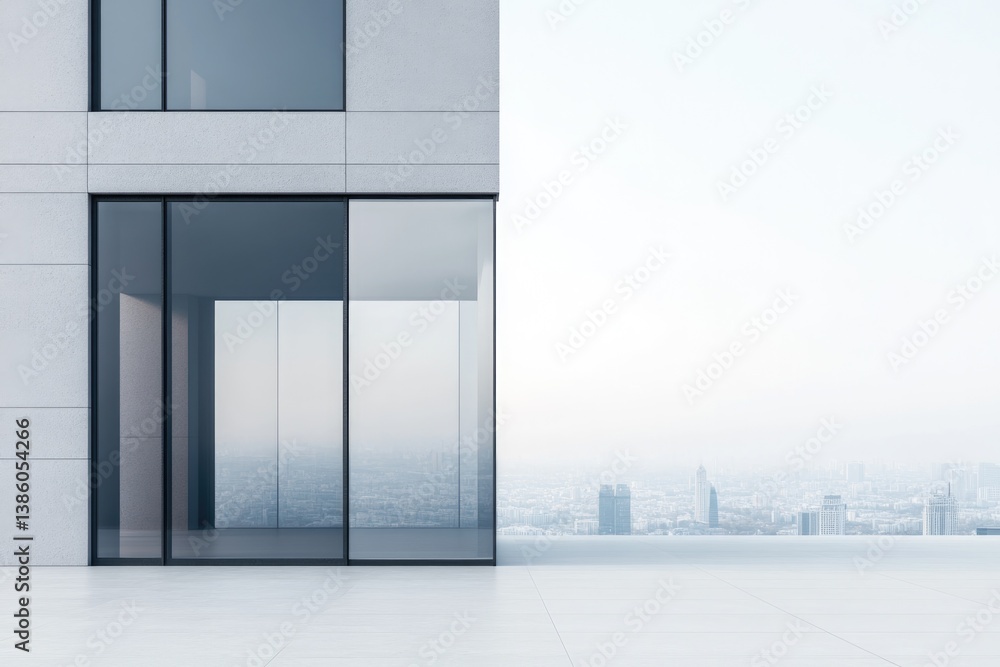 Poster minimalistic urban window display features diverse architectural styles and textures