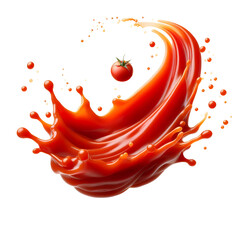 floating splash of tomato ketchup or sauce isolated on white background