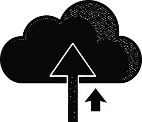 Cloud Upload Data Silhouette Black Vector &ndash; High-Quality Graphic Download