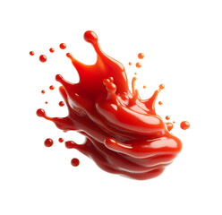 floating splash of tomato ketchup or sauce isolated on white background