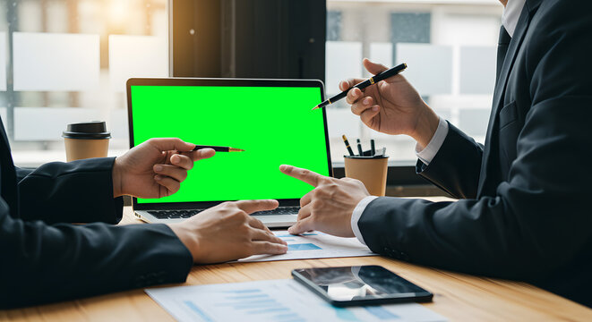 Coworkers analising something in a laptop