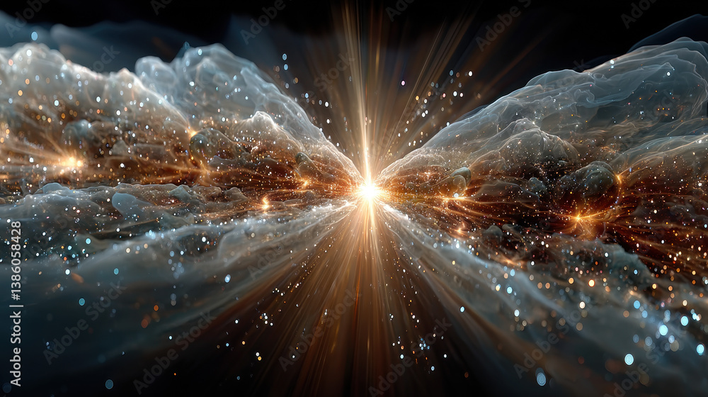 Aufkleber macro view capturing quantum fluctuations in deep space exhibiting chaotic energy and matter pattern