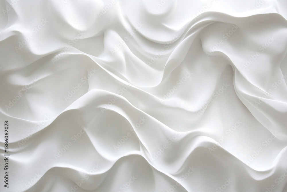 Poster abstract white silk fabric texture background with flowing wave pattern