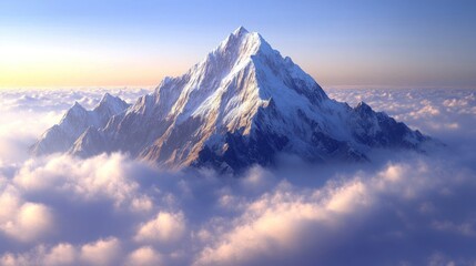 Obraz premium Majestic Snowy Peak Above the Clouds: A Breathtaking View