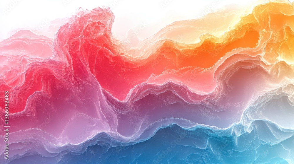 Poster abstract fluid art with vibrant gradient colors blending seamlessly creating a dreamy ethereal and a