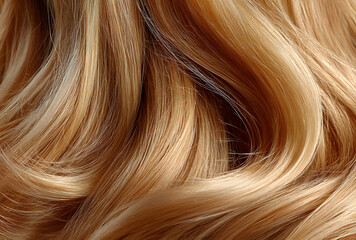 Naklejka premium Blonde hair, background with texture of blonde hair, wavy and straightened, close-up