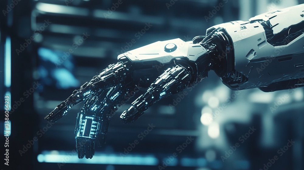 Poster advanced robotics engineering in a futuristic workspace setting