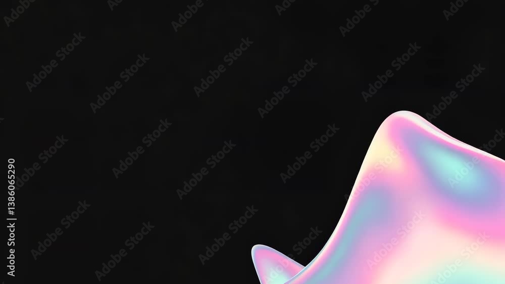 Poster iridescent liquid shape with holographic gradient on black background for modern abstract design