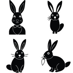 vector set of rabbits silhouettes