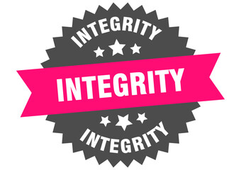 integrity. integrity round pink label isolated on transparent background