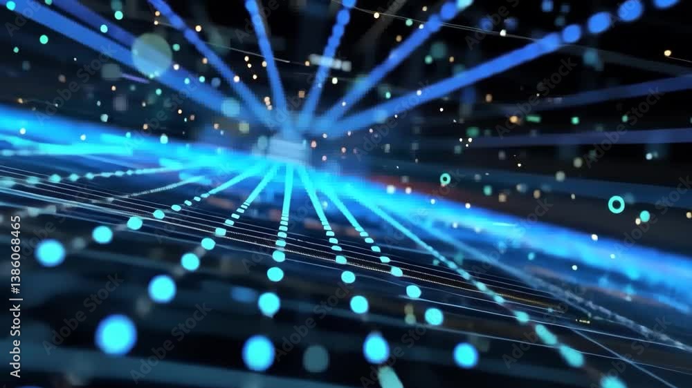 Aufkleber abstract blue data network with glowing connections and futuristic design and artificial intelligenc