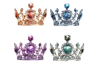 Set of crown made with colorful diamonds