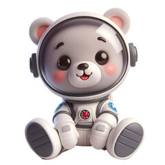 Cute happy 3d teddy bear astronaut isolated on white background © adobe