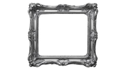 antique silver picture frame isolated on white background , transparent png 