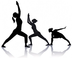 Grace in Shadow Yoga Silhouettes on White