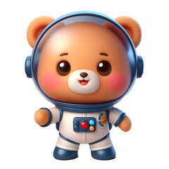 Cute happy 3d teddy bear astronaut isolated on white background © adobe