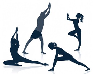 Grace in Shadow Yoga Silhouettes on White