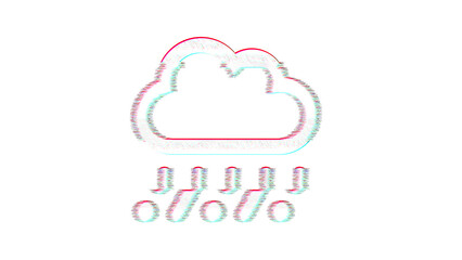 Icon cloud hail mixed is distorted. Glitch. Noise, chromatic aberration, geometric distortion