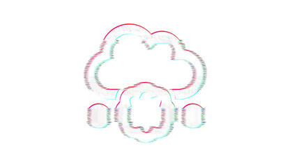 Icon cloud meatball is distorted. Glitch. Noise, chromatic aberration, geometric distortion