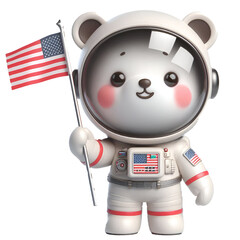 Cute happy 3d teddy bear astronaut isolated on white background © adobe