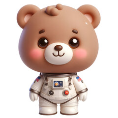 Cute happy 3d teddy bear astronaut isolated on white background © adobe