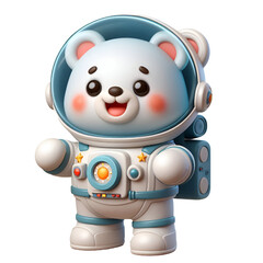 Cute happy 3d teddy bear astronaut isolated on white background © adobe