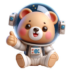Cute happy 3d teddy bear astronaut isolated on white background © adobe