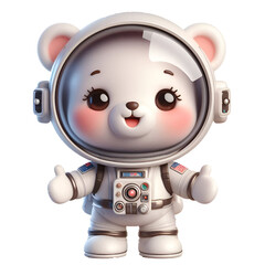 Cute happy 3d teddy bear astronaut isolated on white background © adobe