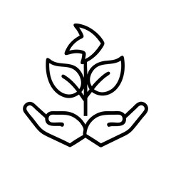 Encouraging eco-friendly growth in hands against a minimalist background  