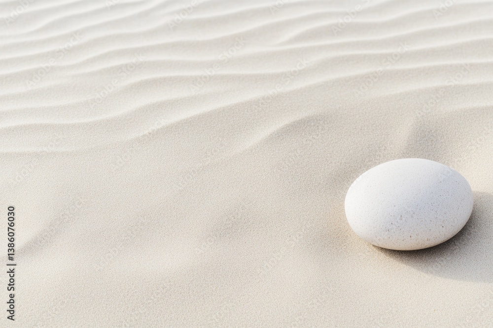 Aufkleber smooth stone resting on canvas of sand with delicate ripples emphasizing minimalistic elegance