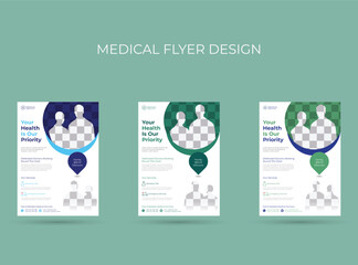 Medical and healthcare flyer design.