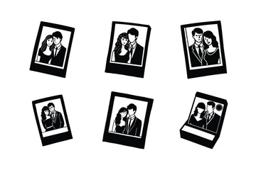polaroid photo couple vector art silhouette