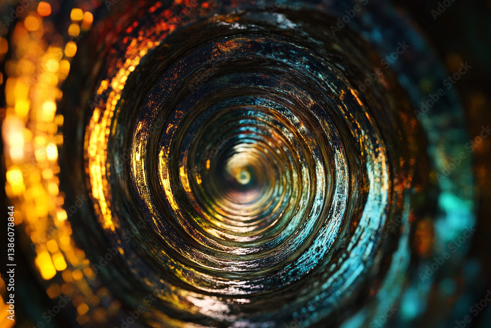 Poster abstract spiral texture with colorful reflections and depth of field effect