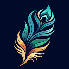 peacock head on plain black background childish style illustration