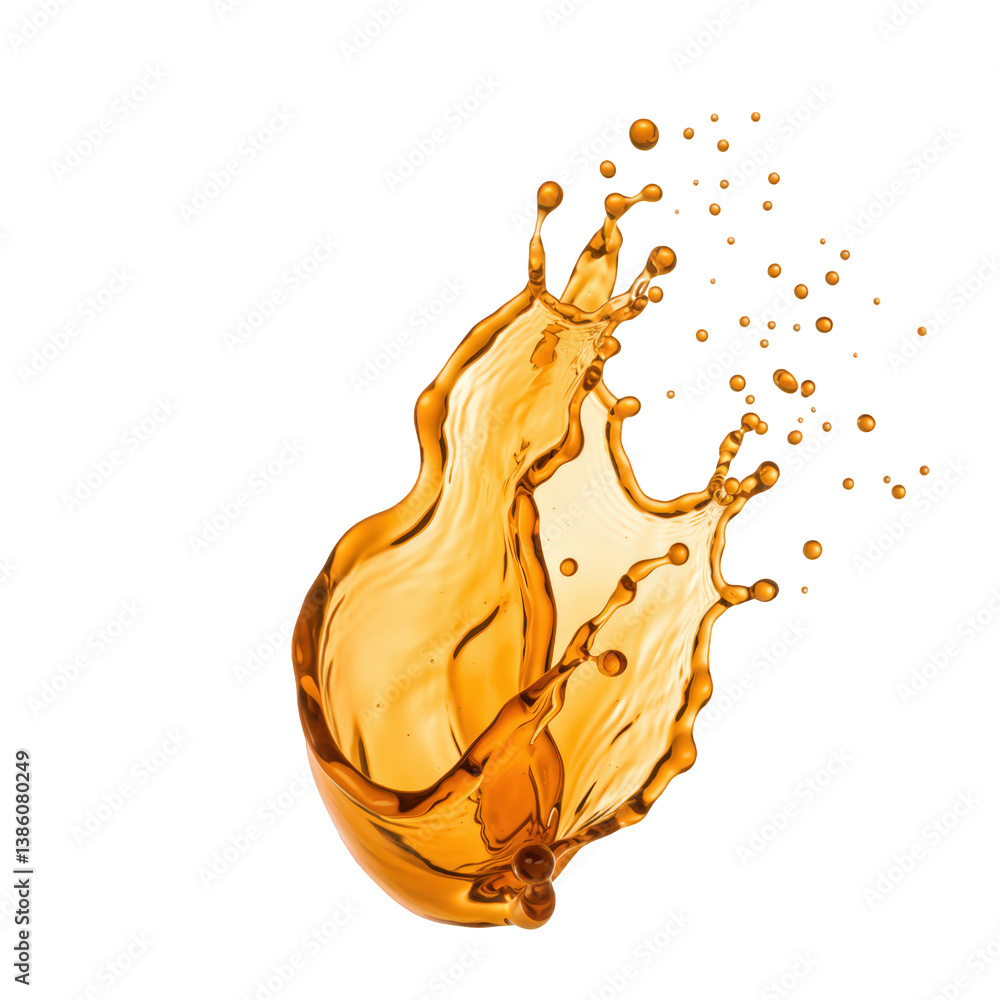Poster golden liquid in motion a refreshing splash.