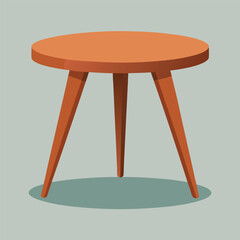 Old wooden stool isolated vector art illustration