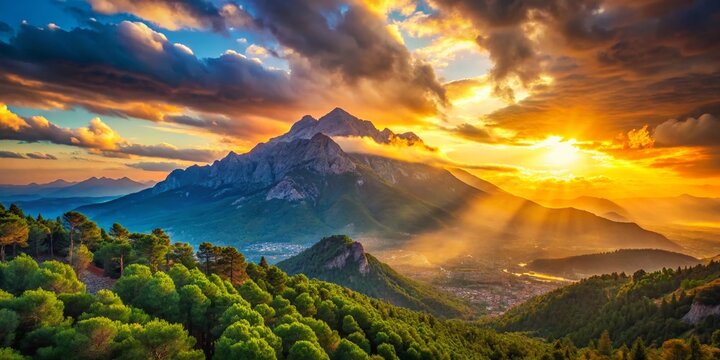 Stunning Bokeh Landscape: Tahtali Dagi Mountain at Sunset