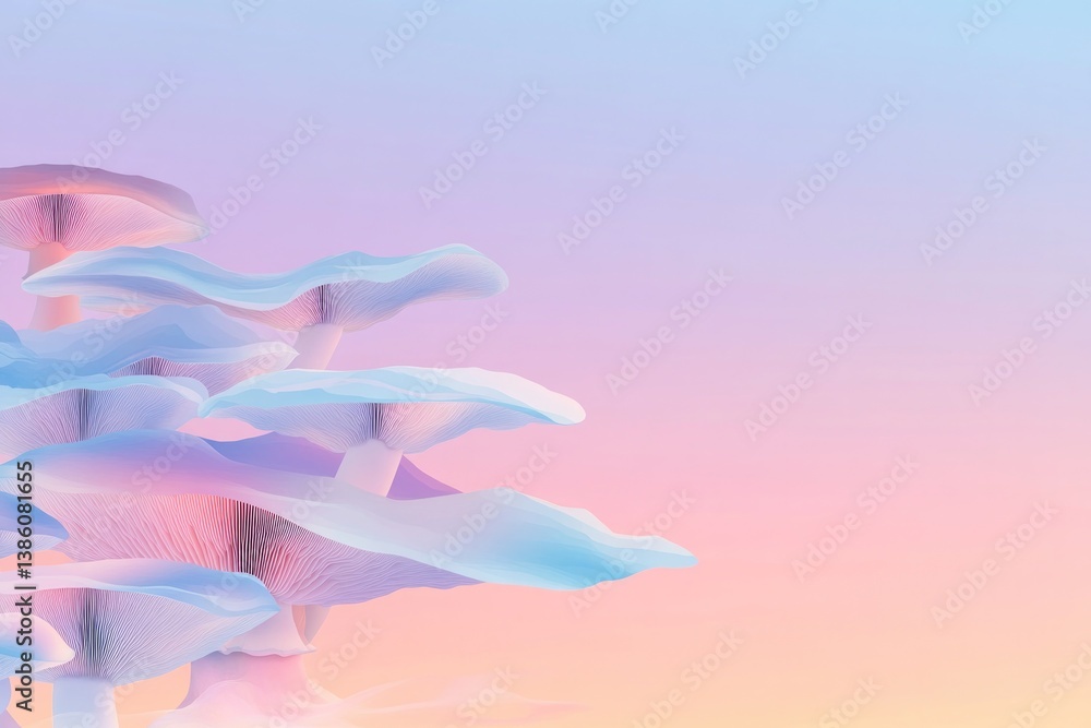 Aufkleber surreal composition depicting intricate web of vivid abstract mushroom patterns in vibrant color pal