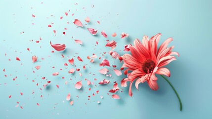Blooming Strategies: Marketing Success and Failure - A vibrant flower disintegrates, symbolizing the contrast between successful and failing marketing strategies, growth, decay