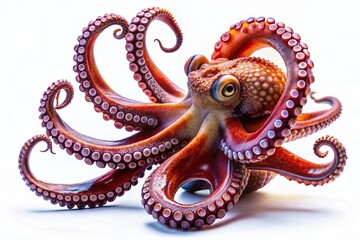 Obraz premium Stunning High-Resolution Octopus on White Background - Underwater Wildlife Stock Photo
