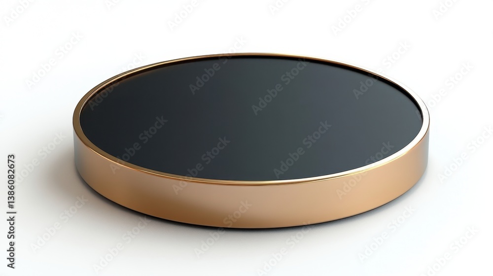 Poster elegant round black and gold display platform with smooth surface ideal for product showcase and pre
