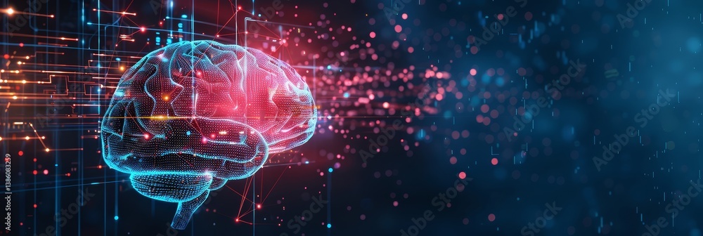 Poster brainpower: business analytics and neural networks - symbolizing intelligence, innovation, data anal
