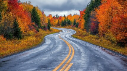 Autumnal Road Trip: A Scenic Drive Through Vibrant Fall Foliage